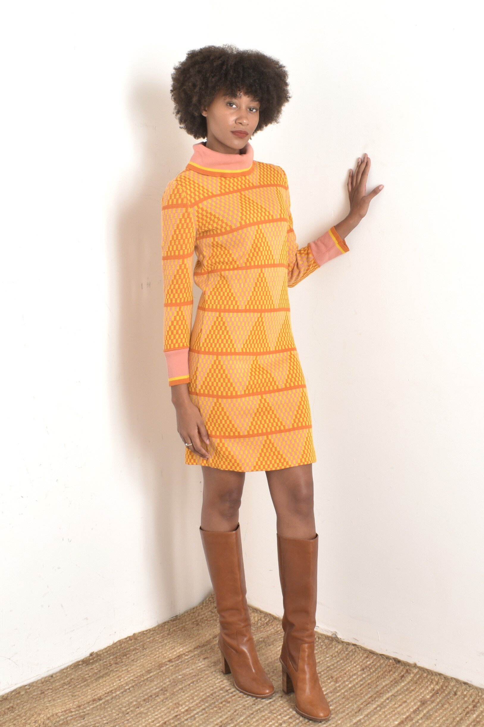 1960s Geometric Knit Dress-small — La Poubelle Vintage